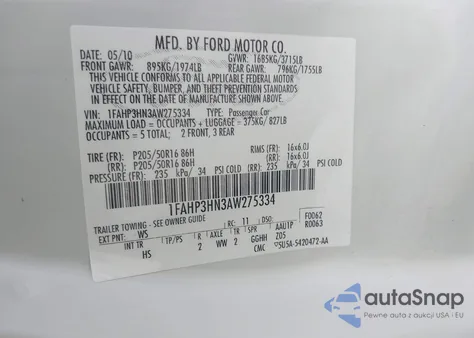 2010 Ford Focus Sel из США, поврежденный, VIN 1FAHP3HN3AW275334